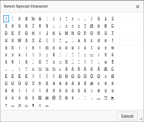 Special Characters